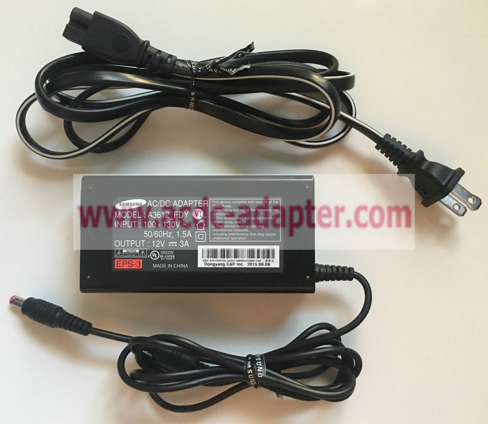 Brand new SAMSUNG A3612_FDY 12VDC 3A AC/DC Adapter Power Supply Charger EPS-3